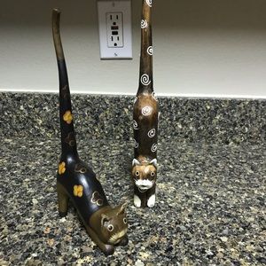 Wooden cat figurines